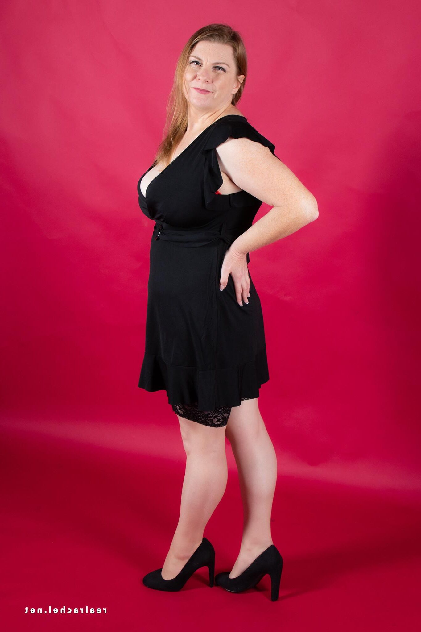 Rachel in and out of Little Black Dress