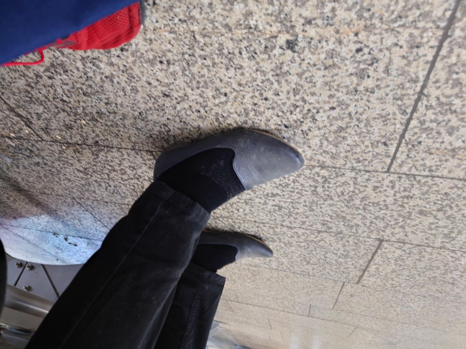 She feeds the pigeons in Worn Shoes & Socks