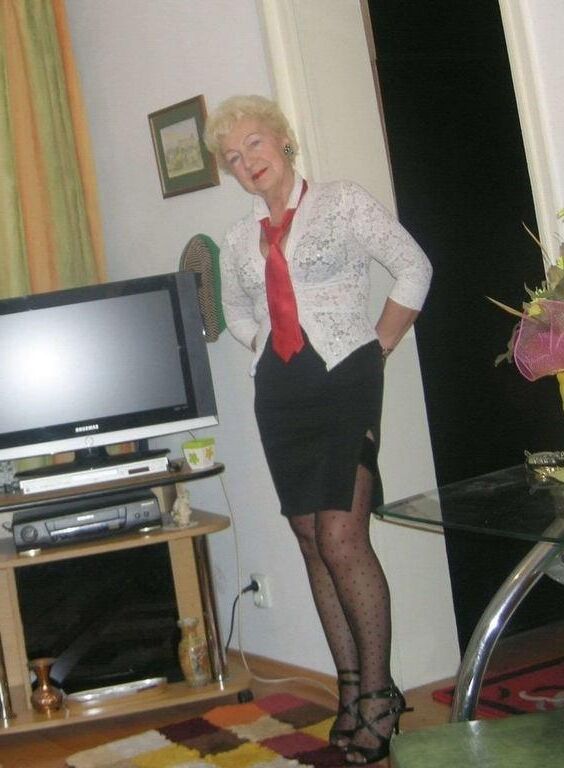 Mom, everybody can see your stockings tops.