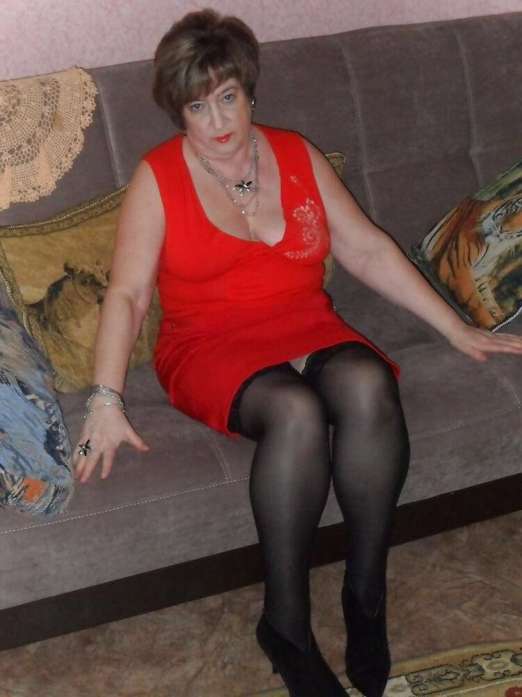 Mom, everybody can see your stockings tops.