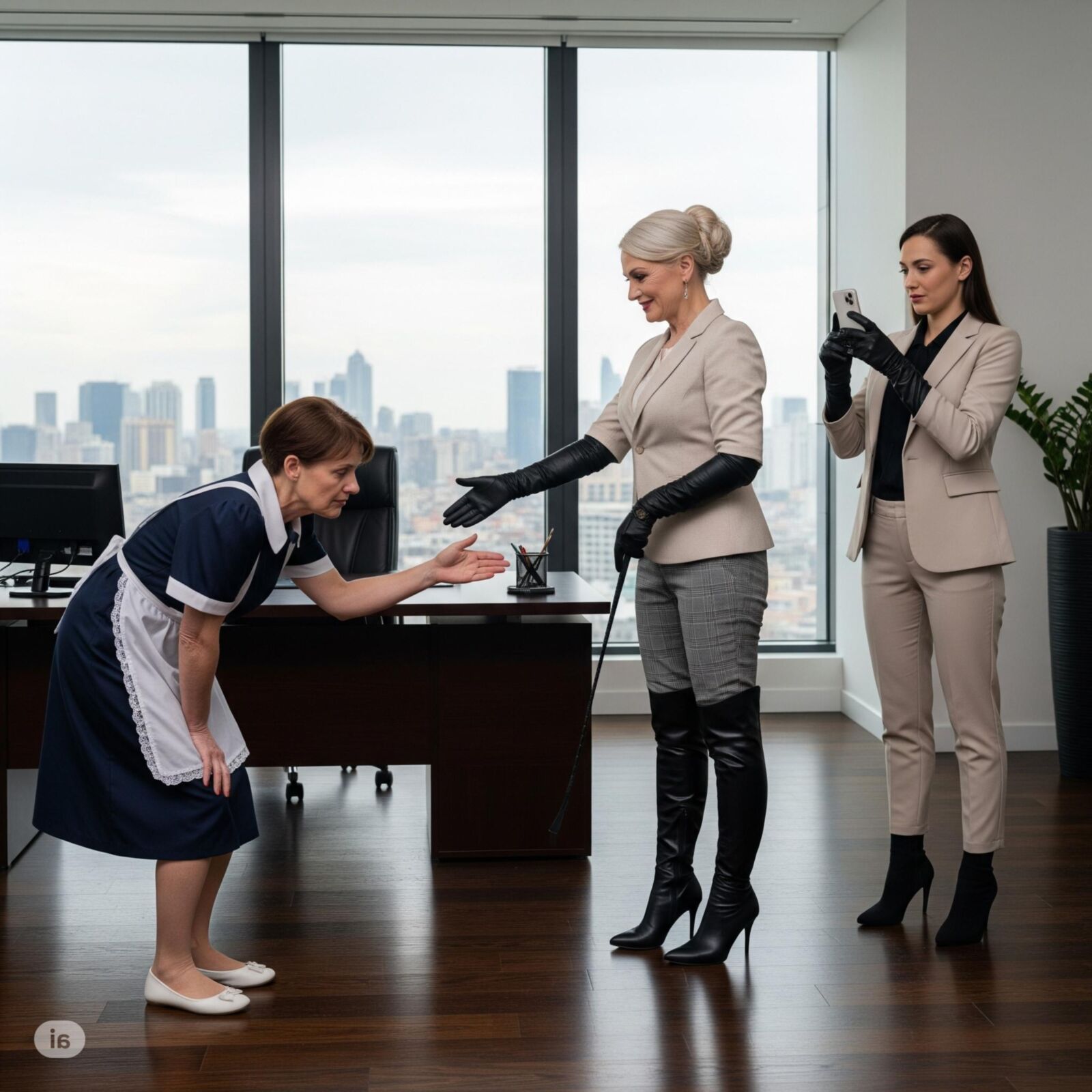 El primer día de una criada en la corporación de trabajo