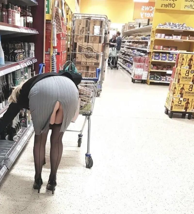 Mom, everybody can see your stockings tops 