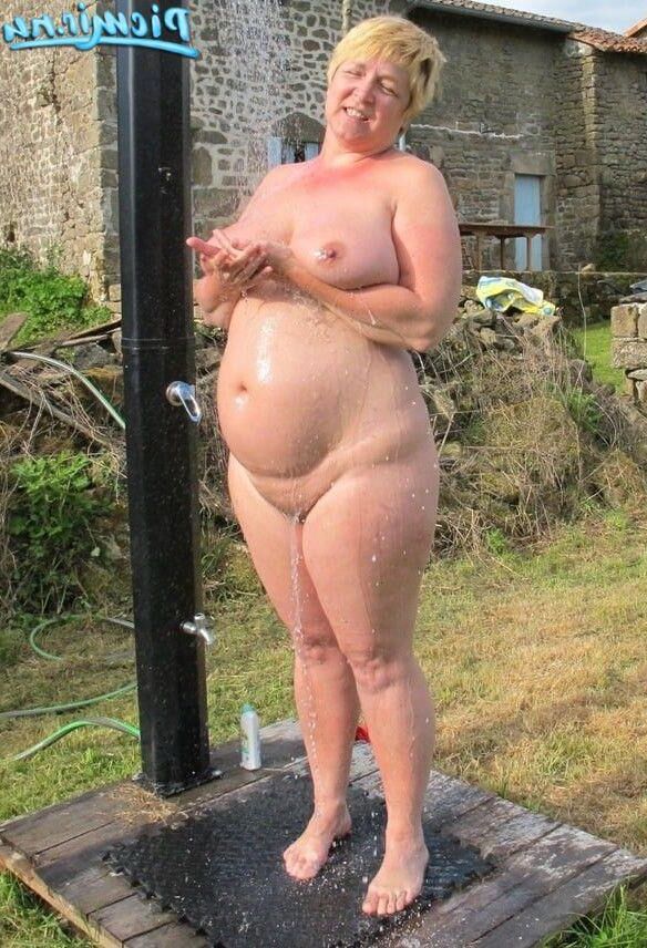 Chubby mature outdoors