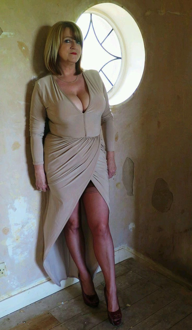 Mom, everybody can see your stockings tops 