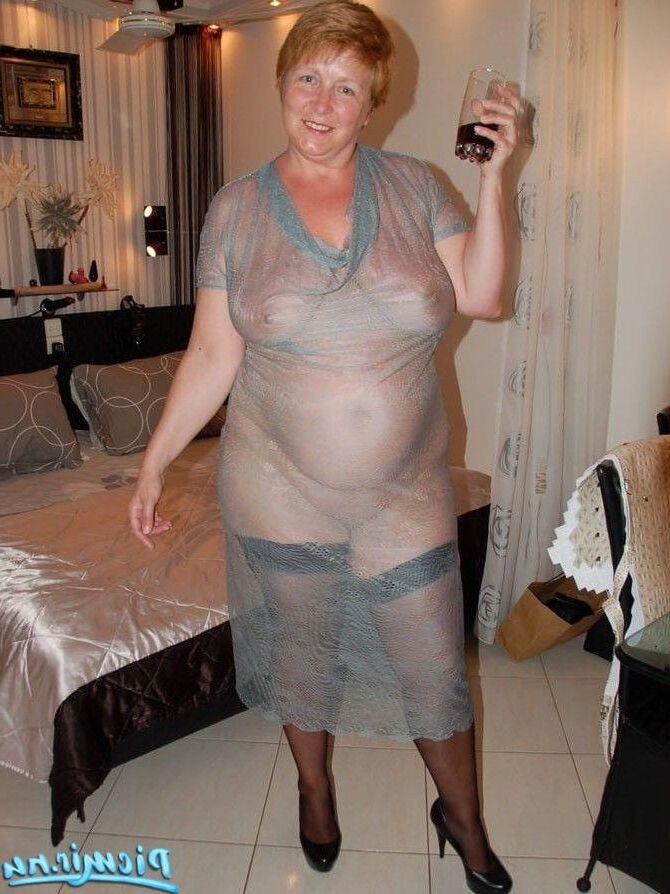 Chubby mature outdoors