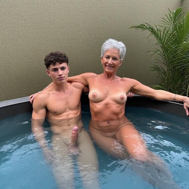 Age gap Hot Tub: cougar and her prey 