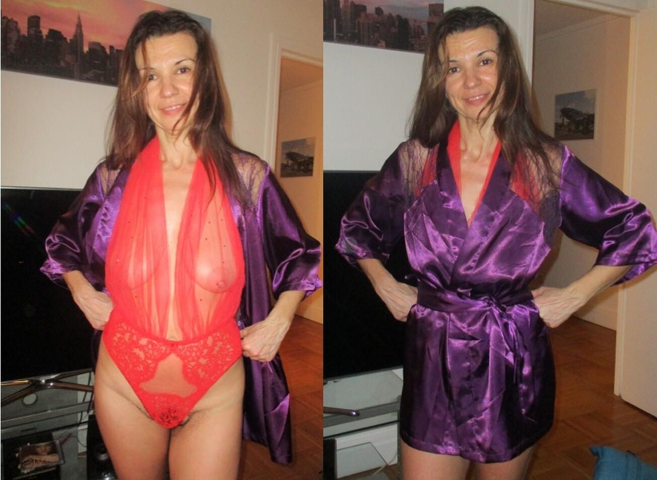 Laura gekleidet sich entkleidete
